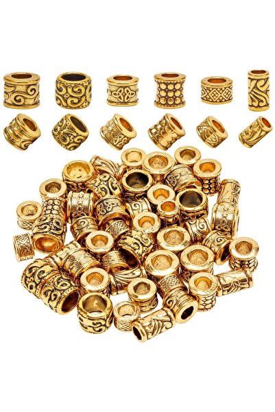 Choice AECH07-05660 60 قطعة من خرز فاصل ذي فتحة كبيرة مصنوع من سبيكة معدنية، ...