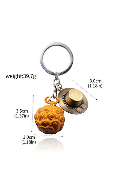 Miniso K00770-05 سلسلة مفاتيح أنمي يابانية، فاكهة الشيطان، ون بيس، رورونوا زورو، قبعة إيس، مجسم فاكهة، مفتاح نموذجي