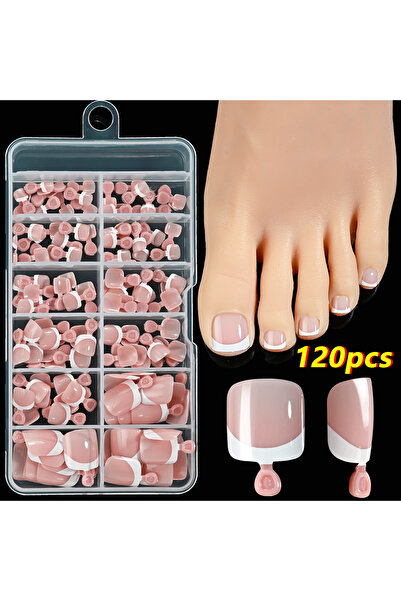 Choice أظافر صناعية فرنسية قصيرة مربعة وردية اللون، 120 قطعة، 12 مقاسًا، تغطي...