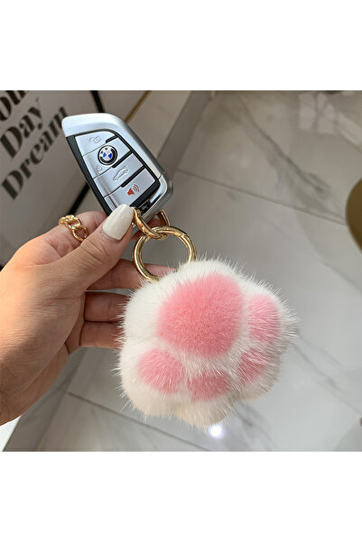 Choice White Pink Cat Claw Cute Doll Bag Pendant Plush Claw Bag Pendant Car K...