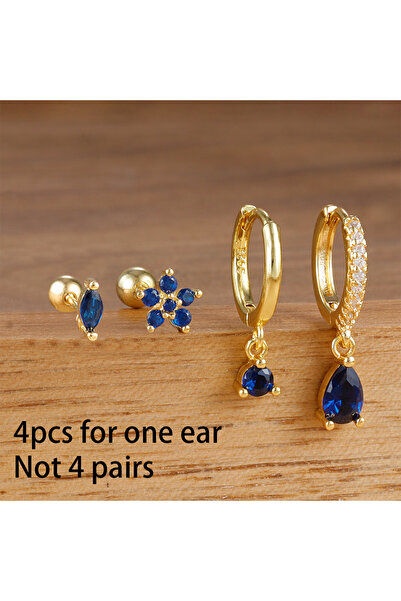 Choice 4 قطع من أقراط الزركونيا المكعبة المصنوعة من الفولاذ المقاوم للصدأ وال...