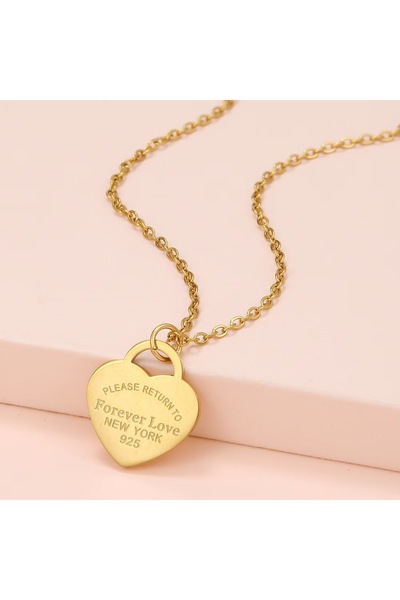 Choice قلادة ذهبية تحمل عبارة "حب أبدي" مصنوعة من التيتانيوم والفولاذ، سلسلة ...