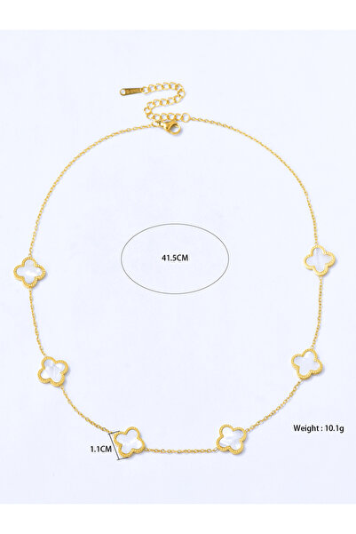 Choice White Elegant And Minimalist Stainless Steel 18K Gold Plated Four-Leaf...