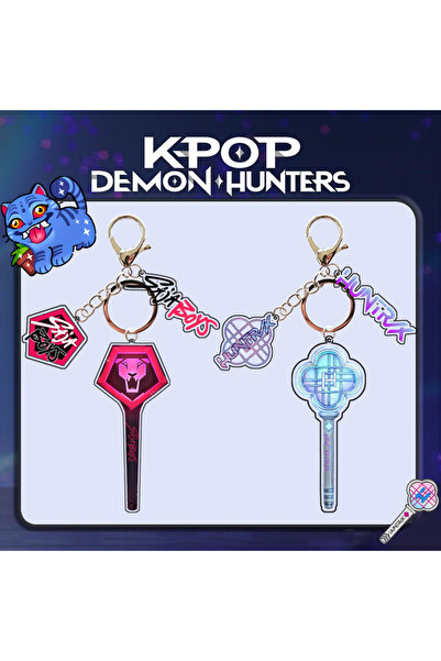 Miniso set KPOP Demon Hunters Huntrix Saja Boys Idol Group Acrylic Keychains ...