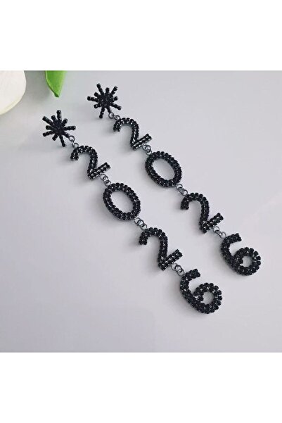 Choice أقراط متدلية طويلة مرصعة بأحجار الراين السوداء الجديدة على شكل ندفة ثل...