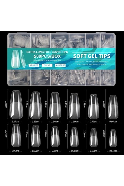 Choice 600 قطعة من أطراف أظافر جل ناعمة باللون الأزرق السماوي، أطراف أظافر أك...