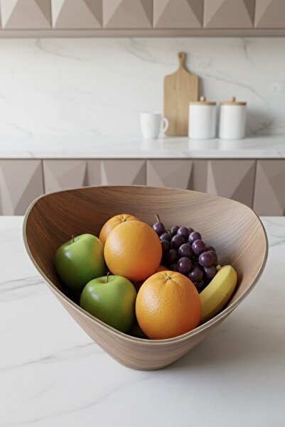 CASTEROLİ Akasya Görünümlü XL Üçgen Kase - Doğal, Şık ve Fonksiyonel 24X24X9 CM