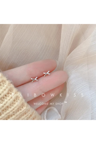 Choice زوج من الأقراط الفضية عيار 925 بتصميمات صغيرة على شكل إبر، مناسبة للنس...