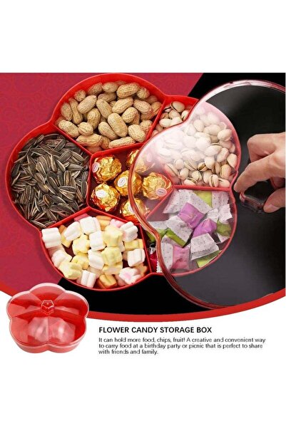 Arabest Plastic Serving Trays with Lid 6 Compartment Food Storage Candy Organizer