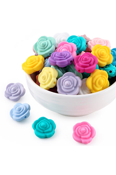 Choice8 10pcs mix color 10-30pcs/Lot Solid Color Mini Rose Silicone Beads For...