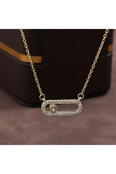 Choice قلادة مربعة مزدوجة الجوانب بتصميم مشبك ورق إبداعي ذهبي اللون للنساء، م...