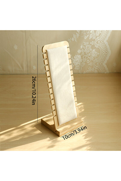 Choice حامل عرض قلائد من الخشب البيج، سعة كبيرة لتخزين القلائد والأساور والخل...