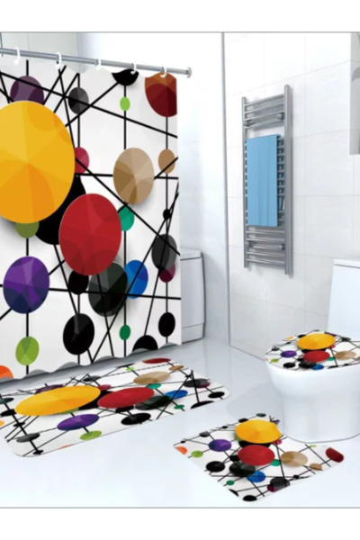 OEM Bathroom Set: Curtain, Mats and Toilet Cover - Minimalist
