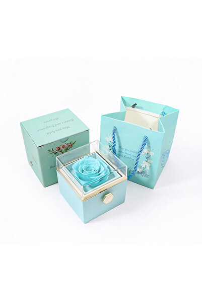 Choice علبة هدايا دوارة خضراء على شكل وردة، مصنوعة من الأكريليك، مزينة بخواتم...