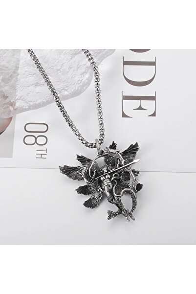 Choice AL4570-Silver Creative and Fashionable Multi-Winged Archer Necklace for Men, Personalized and Charmi