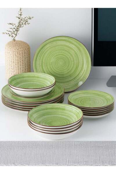Noon East 18 piece Porcelain Dinnerware Set, Set for 6, Microwave & Dishwashe...