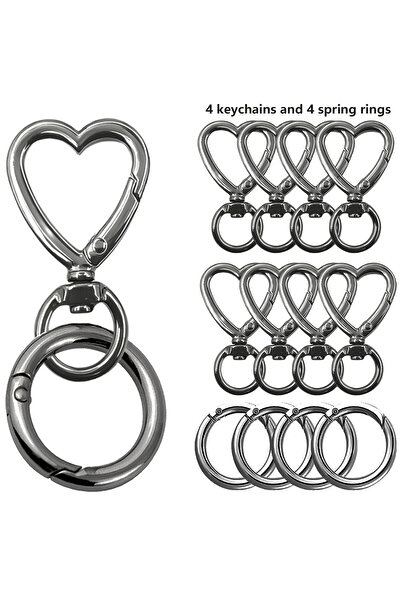 Choice 8PCS black 8/20PCS Heart-Shaped Metal Keychain: Rotating Clasp Key Rin...