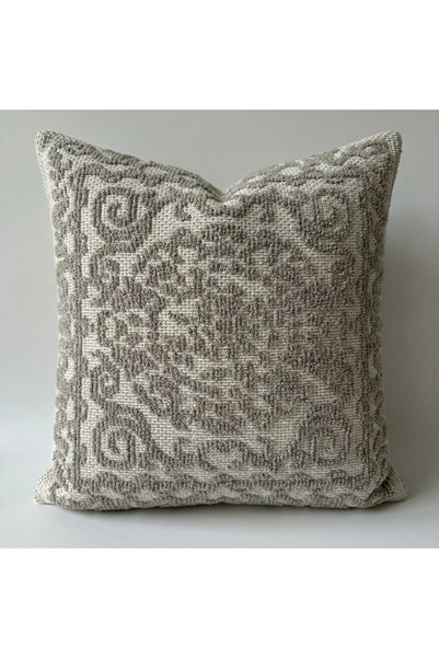 MACASA 100% Organic Cotton Boucle Woven Scandinavian Bohemian Style Single Decorative Premium Throw Pillow Cover