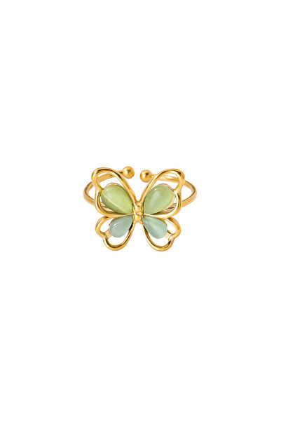 Choice 2 Popular Butterfly Rings For Women Gold Color Stainless Steel Geometr...