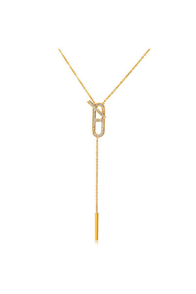 Choice قلادة أنيقة مرصعة بالزركونيا المكعبة اللامعة، مزينة بشرابات طويلة من ا...