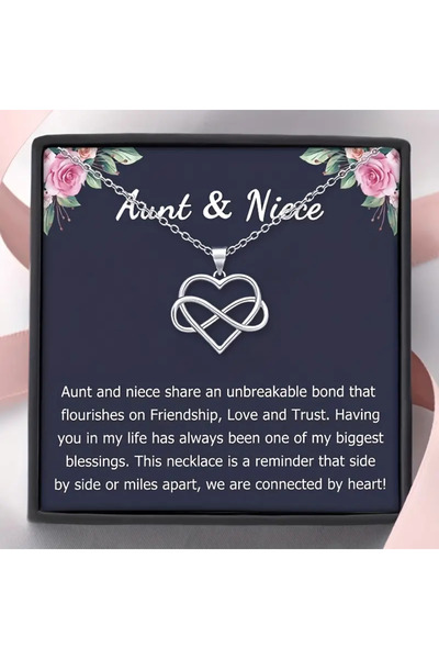 Choice قلادة فضية أنيقة من الفولاذ المقاوم للصدأ بتصميم قلب لانهائي، هدية مثا...