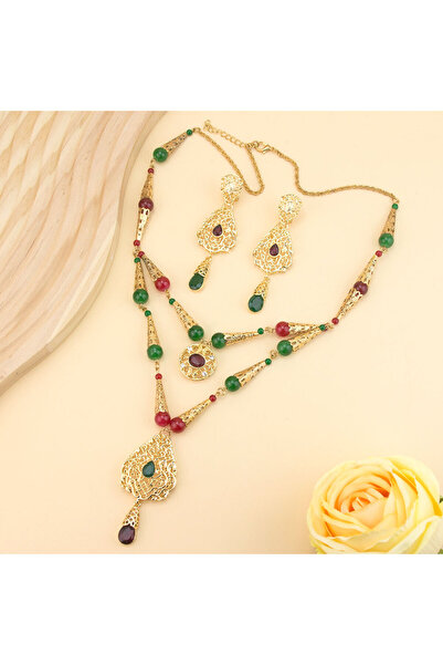 Choice NVS777XL146COLOR Chic Moroccan Beads Necklace Double Layered Chain Ara...