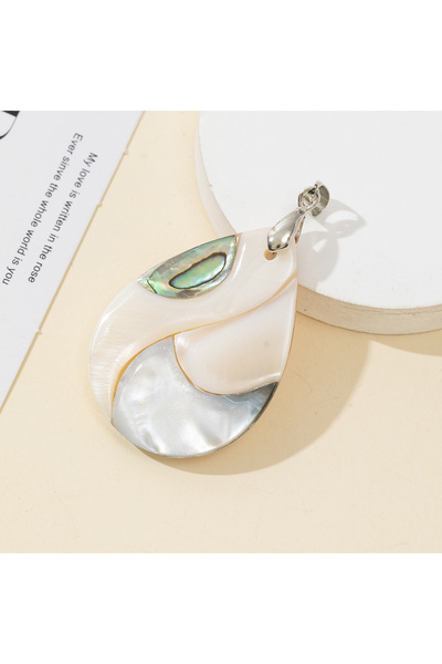 Choice C قطعة واحدة من صدفة الأذن البحرية الطبيعية الموصولة، قلادة من صدفة ال...