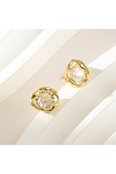 Choice gold color Gold Silver Color Simple AAA Zircon Irregular Stud Earrings...