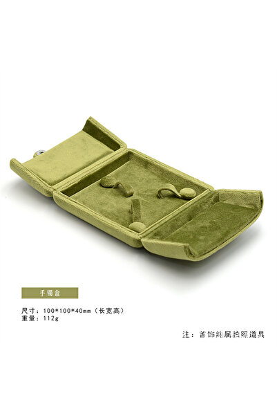 Choice علبة أساور خضراء مزدوجة الفتح من المخمل الطبيعي، علبة خواتم، علبة خوات...