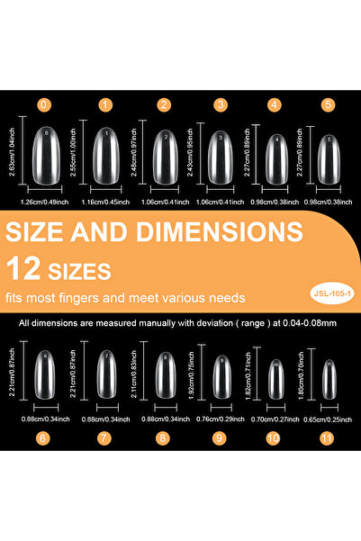 Choice 105-1 600 قطعة من أطراف أظافر جل طويلة على شكل لوزة، أظافر لاصقة لا تح...