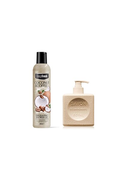 Deep Fresh Gel de dus exfoliant Coconut&Coffee DeepFresh 400 ml + Sapun maini...