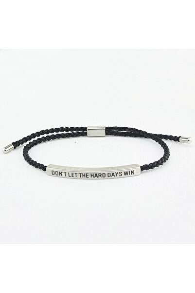 Choice سوار فضي-أسود قابل للتعديل من الفولاذ المقاوم للصدأ، مزين بحروف مضفرة،...