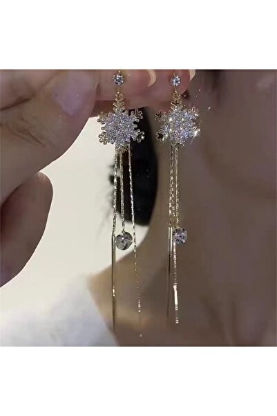 Choice ER23Y1005 أقراط أنيقة مرصعة بالكامل بالزركون على شكل ندفة ثلجية، بتصمي...