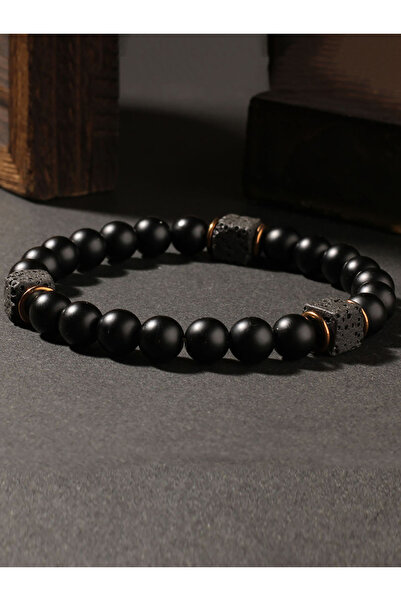 Choice L1262 أساور رجالية دائرية مربعة الشكل من الحجر البركاني، مناسبة لفصل ا...