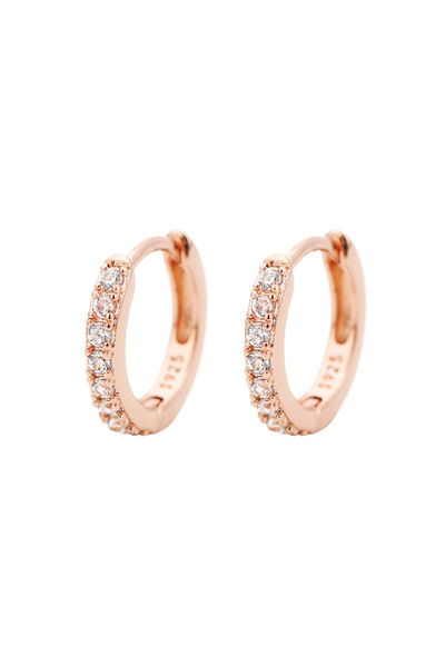 Choice أقراط حلقية صغيرة من قطعتين، لون ذهبي وردي وأبيض، مقاس 5 مم، بتصميم قو...