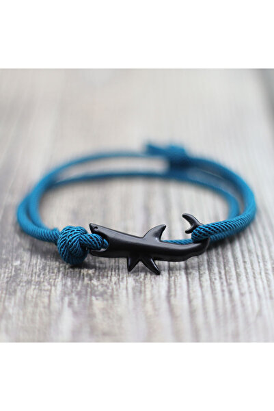 Choice سوار بحري جديد من بيكوك بلو للرجال، سوار أسود بتصميم سمكة قرش، قابل لل...