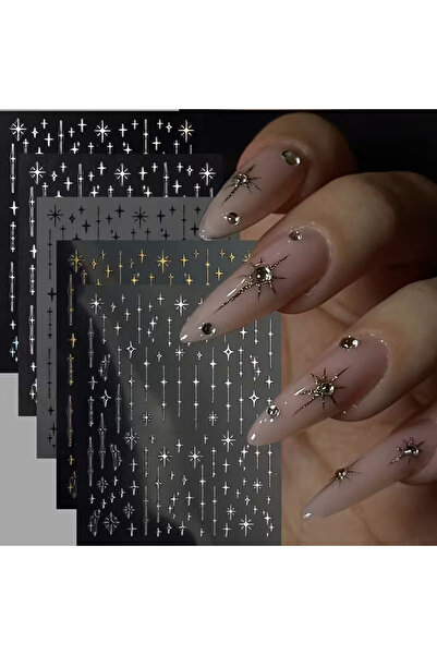Choice ملصقات تزيين الأظافر ثلاثية الأبعاد على شكل نجمة، بخمسة ألوان، ذاتية ا...