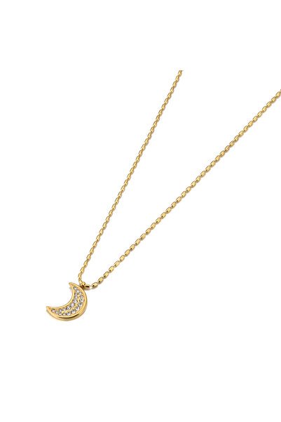 Choice قلادة لوكير N25059G بتصميم عصري مرصعة بأحجار الراين على شكل هلال ونجمة...