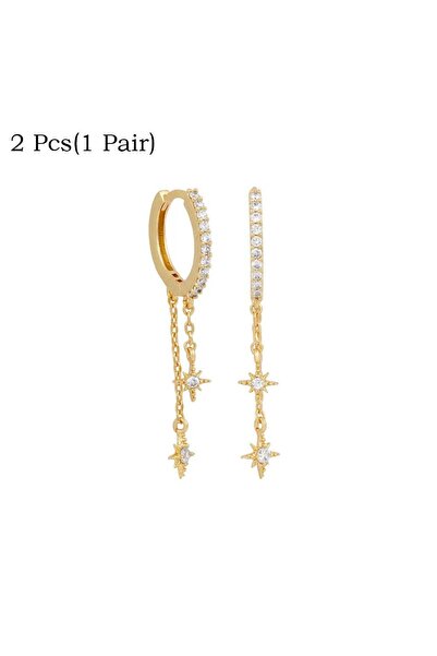 Choice النمط 1، 2/3/4 قطع، أقراط حلقية مرصعة بالزركونيا المكعبة بتصميم نجمة و...