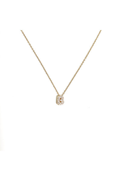 Choice قلادة حرف B الفقاعي للنساء، قلادة بأحرف الزركونيا، سلسلة من الفولاذ ال...