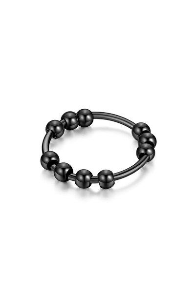 Choice 7 black New Stainless Steel Beads Anxiety Rings Stress Relief Fidget R...