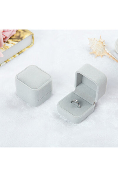 Choice علبة خواتم مخملية رمادية اللون، قطعة واحدة، منظم تخزين مجوهرات - هدايا...