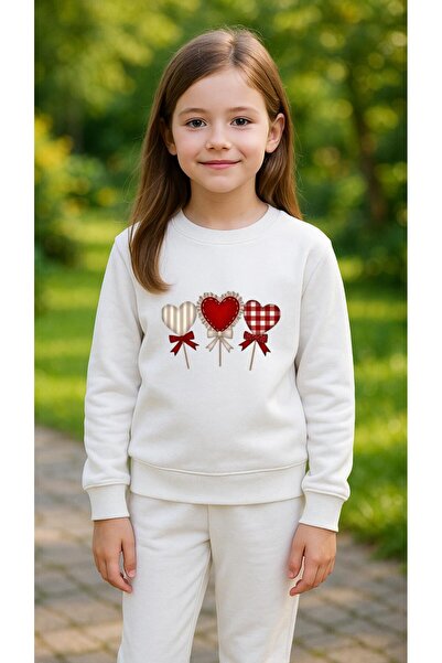 playwear Φούτερ ομάδας με στάμπα CANDY HEART για κορίτσια και αγόρια, με λαιμ...
