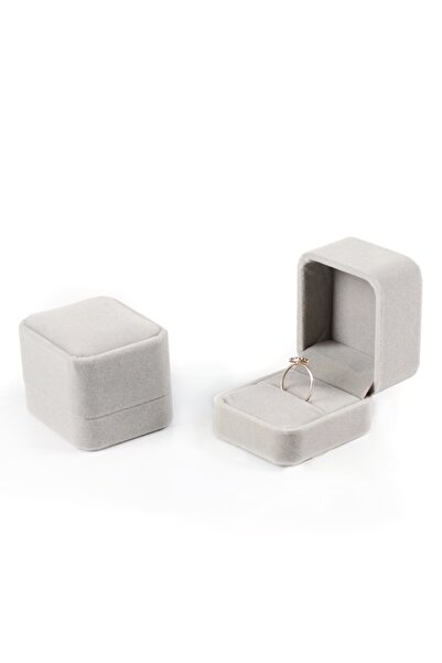 Choice علبة خواتم رمادية مربعة مخملية مكونة من 6 قطع، لحفظ الخواتم والأقراط و...