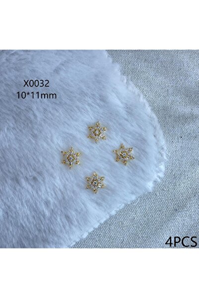 Choice X0032 4 قطع من أحجار الراين الزركونية المعدنية اللامعة على شكل ندفة ثل...