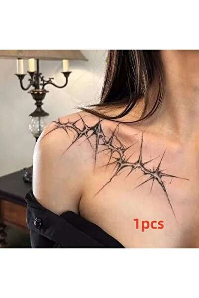 Choice ملصق وشم أسود - قطعة واحدة على الكتف، مناسب للهالوين، زي تنكري، وشم با...