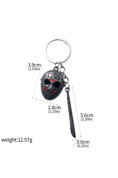 Choice K00483 Horror Movie Halloween Keychain Hockey Mask Machete Metal Keyri...