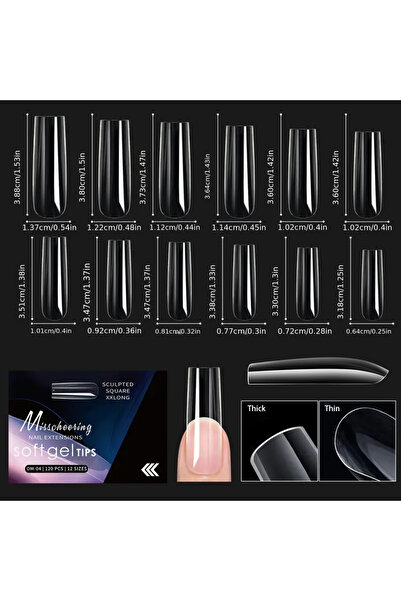 Choice 04 120/140 قطعة، مجموعة فاخرة في علبة أنيقة، أطراف أظافر صناعية بلون ا...