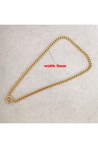 Choice قلادة بطول 40 سم وقطر 5 مم، مزودة بمشبك مرساة ذهبي، قلادة نسائية ورجالية، قلادة شوكر من الفولاذ المقاوم للصدأ، تصميم هندسي، سلسلة كوبا