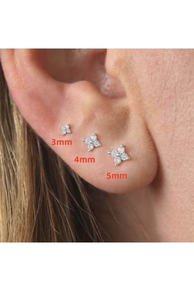 Choice أقراط فراشة رقيقة من الفولاذ المقاوم للصدأ على شكل زهرة، مقاس 5 مم، لل...